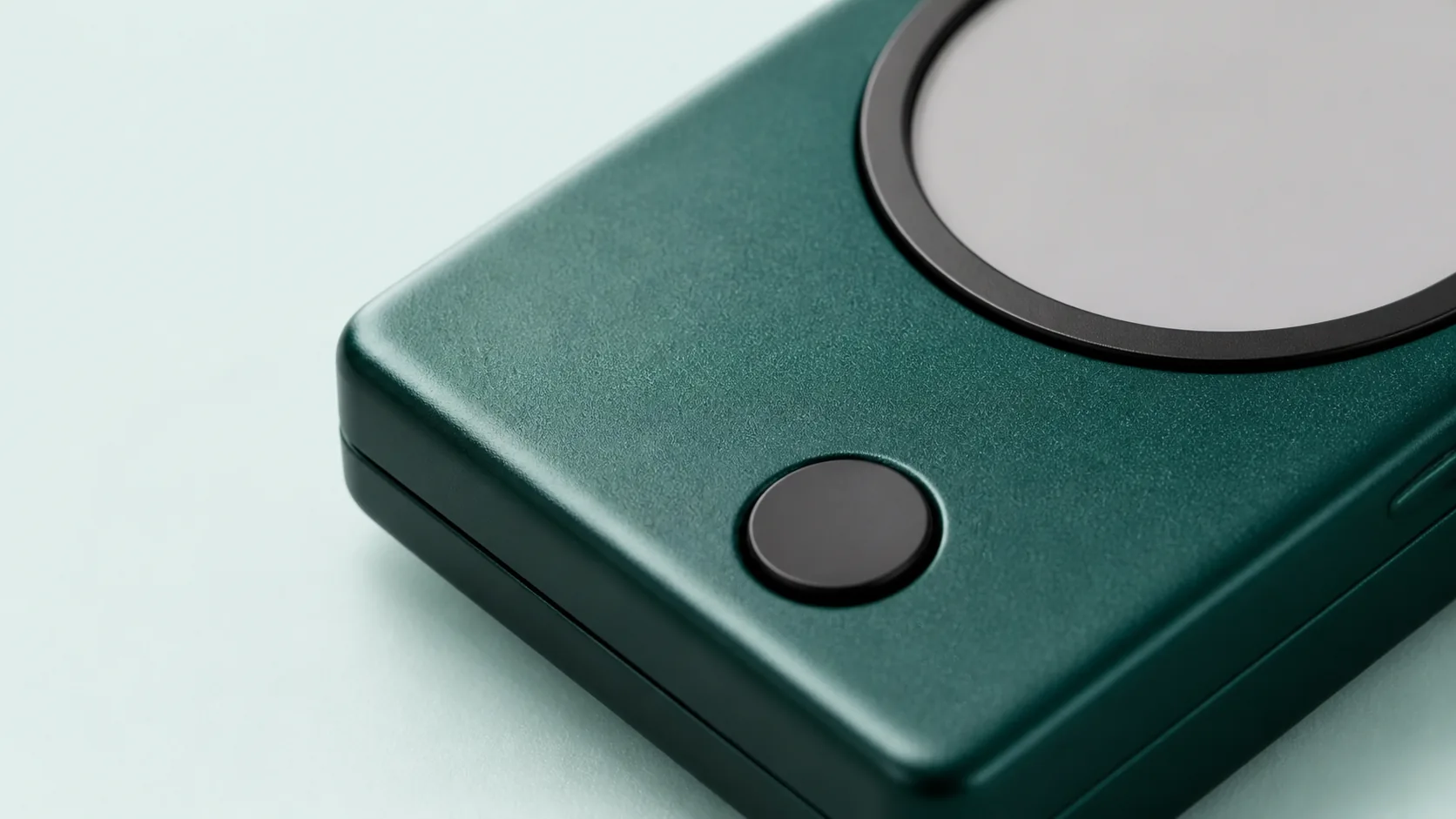 Anodised emerald aluminium surface, macro detail